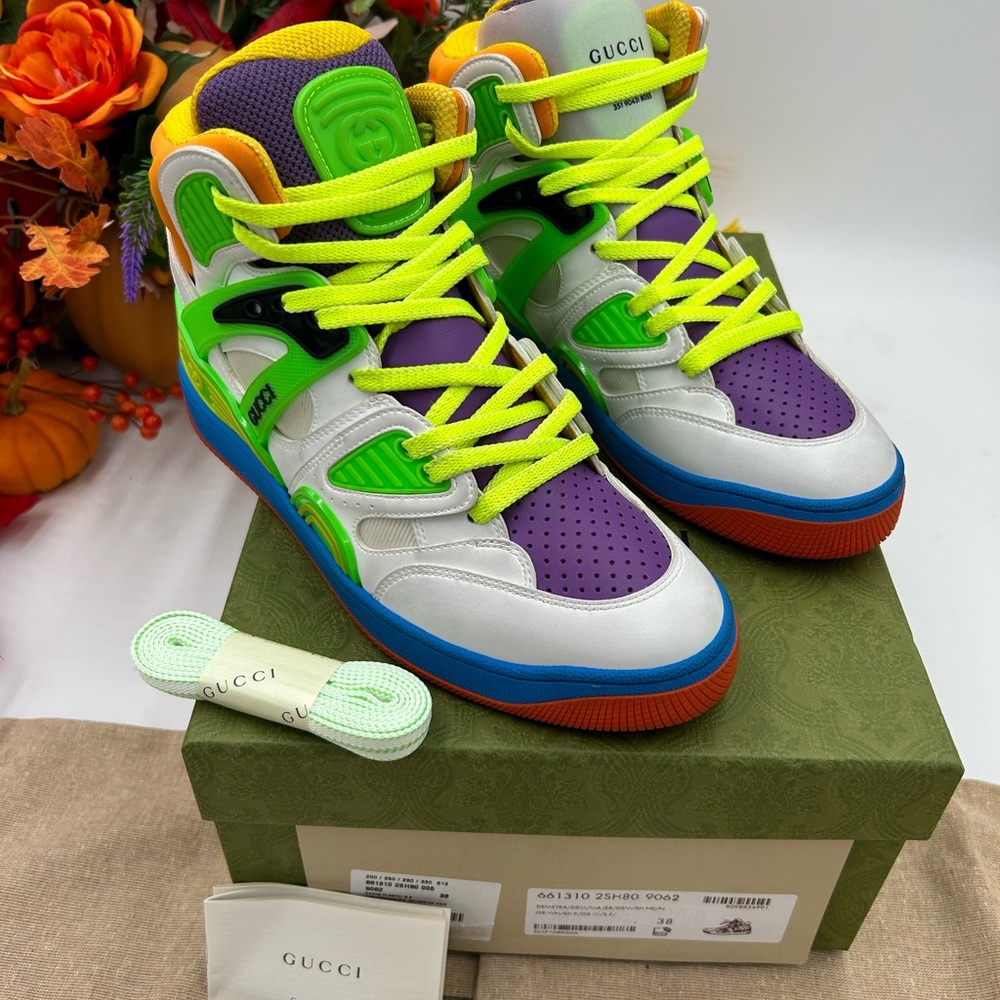 Women’s Gucci basket high top sneakers, size 38 made in Italy